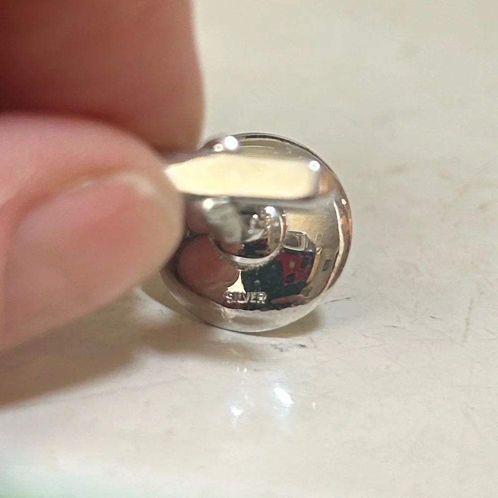 Vintage 1950's Sterling Silver & Pearl Tie Pin and Cuff Links in mother of pearl